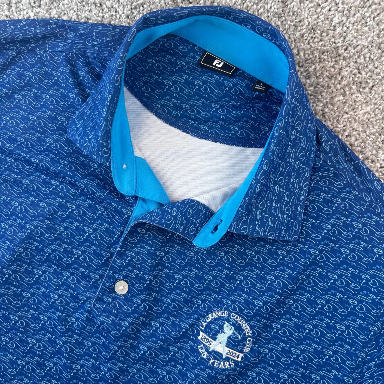 Footjoy Polo Shirt Mens Large Lily Pad Aop Print Golf Summer Light Read
